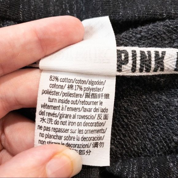 PINK Victoria's Secret Charcoal Grey Lace Up Side Hoodie - Size XSmall - Picture 9 of 10